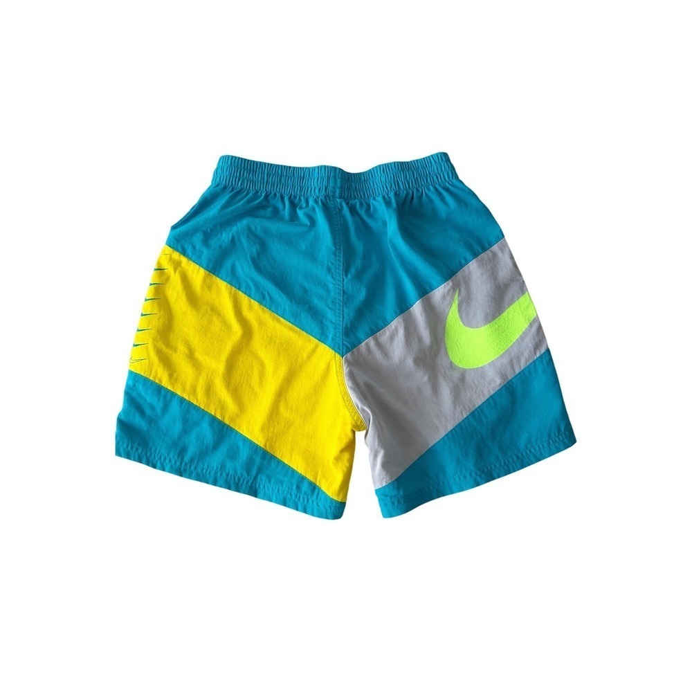 Nike Mens Colorblock Swim Trunks Teal Yellow Grey Mesh Lined Shorts Small - Picture 2 of 5